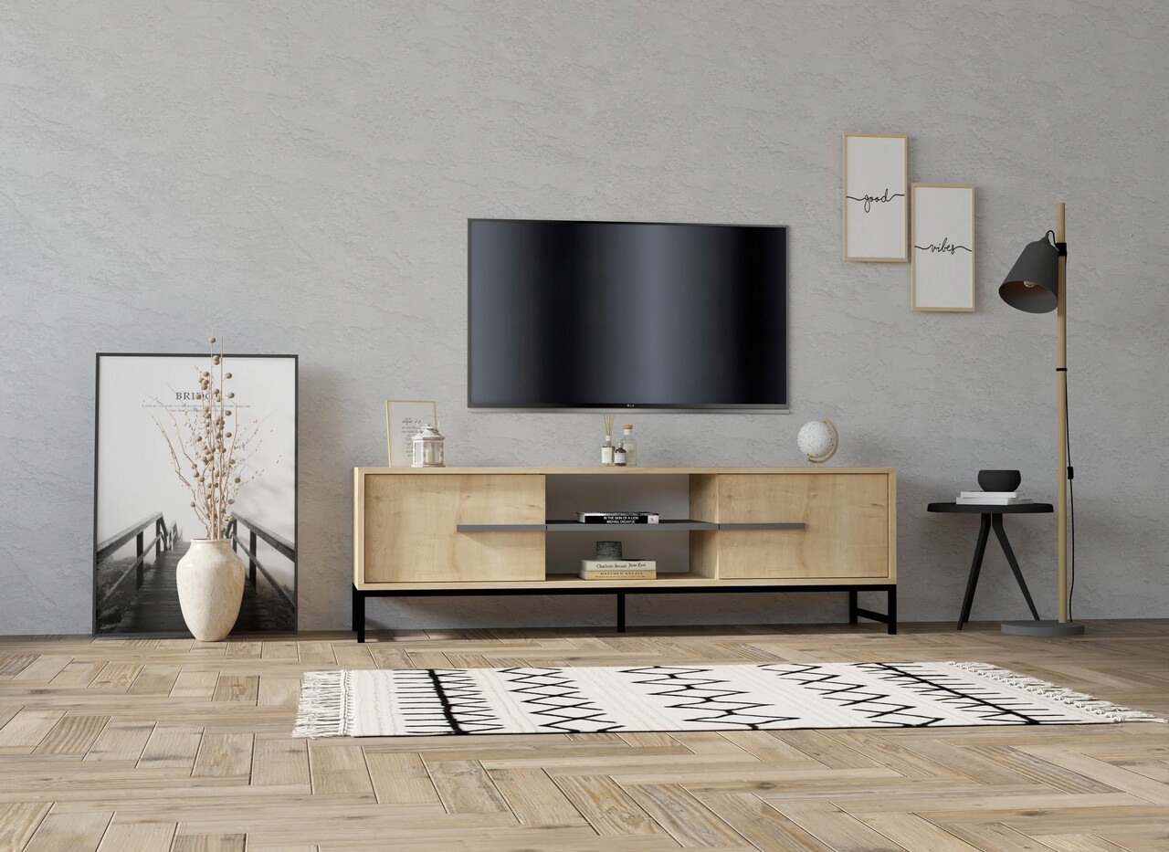 Comoda TV, Hanah Home, Mono, 160x50x40 cm, Maro - imagine 7